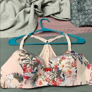 Pink floral no underwire Lane Bryant bra size 44B